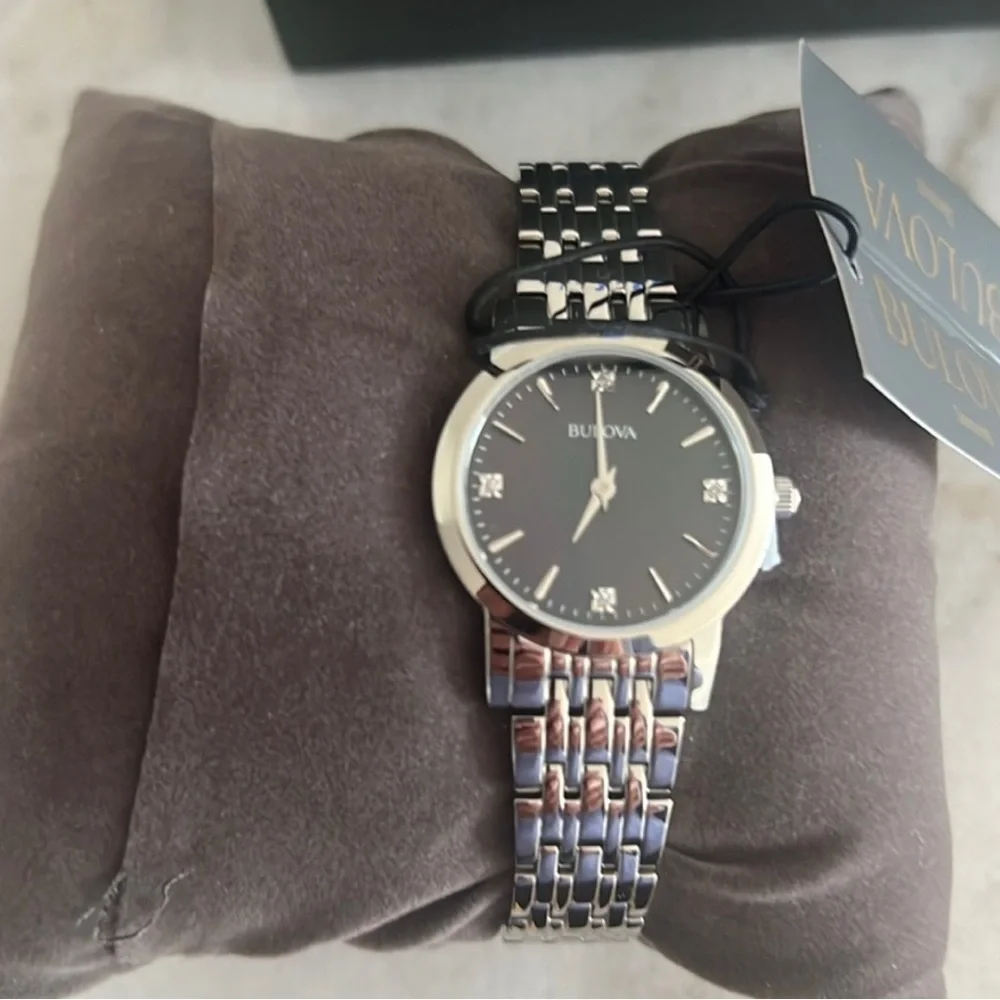 NWT Bulova Stainless Steel Diamond Watch